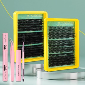 假睫毛工厂-OEM厚DD卷曲混合10-16毫米簇状睫毛