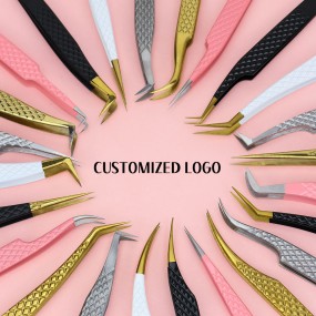 Eyelash Tweezers Factory - OEM 90 Degree Volume Tweezer Set with Storage Box