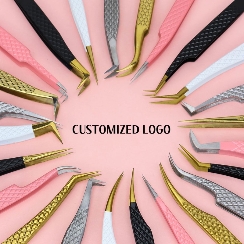 Eyelash Tweezers Factory - OEM 90 Degree Volume Tweezer Set with Storage Box