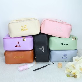 Cosmetic Bag Factory - OEM High Quality PU Zipper Personalized Embroidered