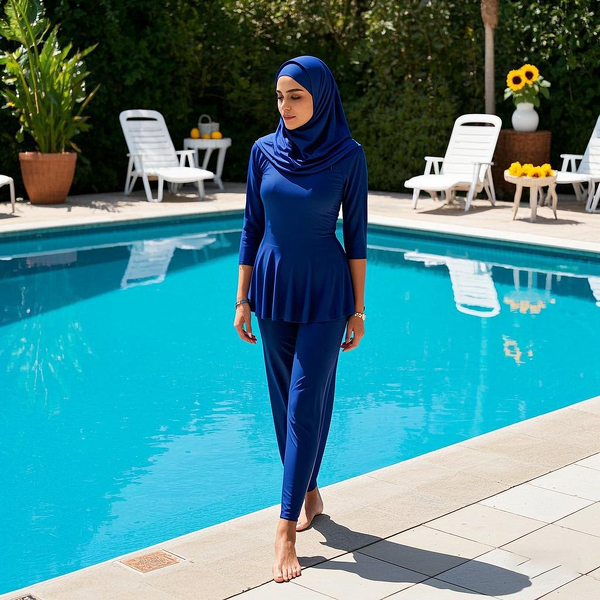 Swimsuit Manufacturer - Full Covered Hijab 3 Pcs Long Sleeve Top Pants for Muslim Women