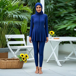 Swimsuit Manufacturer - Full Covered Hijab 3 Pcs Long Sleeve Top Pants for Muslim Women