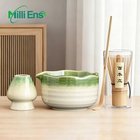 Matcha Tea Tool Manufacturer - E77 ODM/OEM Design Japanese Bamboo Whisk Bowl Set with Spout