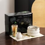 Matcha Tea Set Manufacturer - Pink Customized UJI 7pcs Bamboo Bowls Tea Coffee Matcha Set