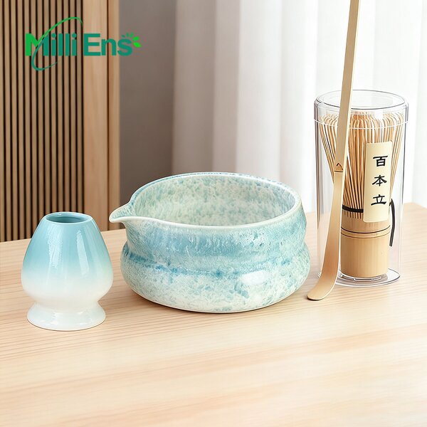 Matcha Tea Set Manufacturer - Japanese Matcha Tea Gift Box Bamboo Whisk Ceramic Brush Stand