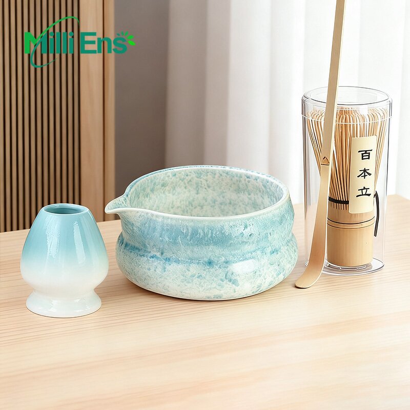 Matcha Tea Set Manufacturer - Japanese Matcha Tea Gift Box Bamboo Whisk Ceramic Brush Stand