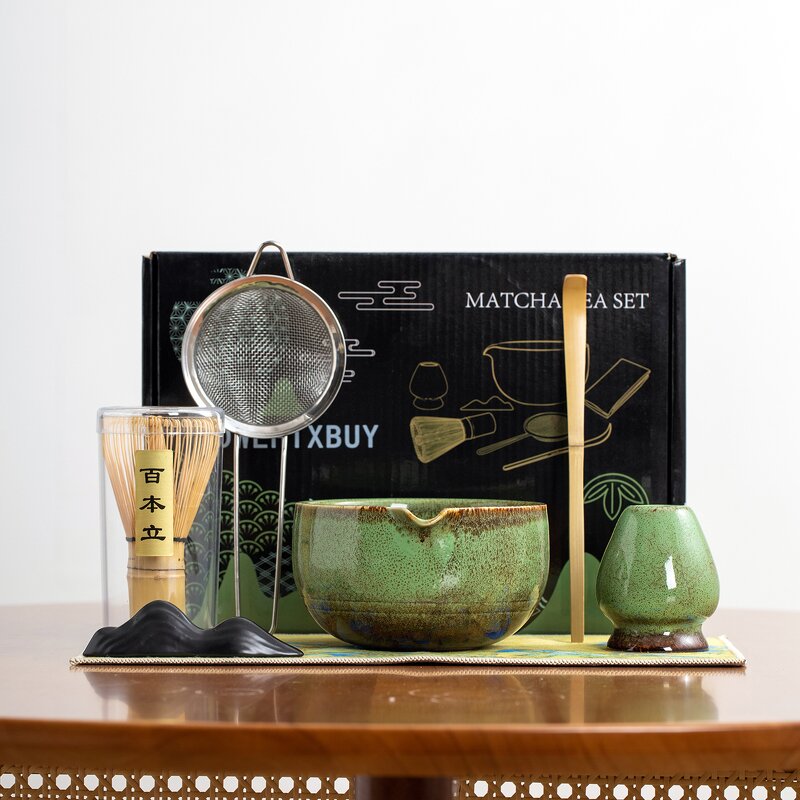 Matcha Tea Set Manufacturer - Custom 6-Piece UJI 6A Ceremony Grade Gift Set Matcha Box