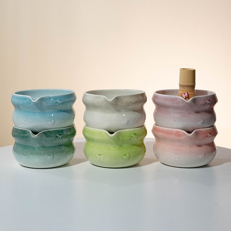 Matcha Tea Set Manufacturer - Custom Pink Bowl Collection 6 Pcs Bamboo Whisk UJI Ceremony Set