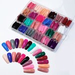 Nail Tips Set Manufacturer - 24 Grids Box Coffin Almond - Softgel Multi Color Press on