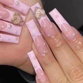 Nail Tips Manufacturer - Ballet Coffin Heart-shaped Pearl White - French Manicure Stick Wholesale