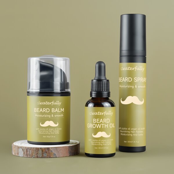 Beard Growth Kit Manufacturer - Vegan Beard Oil Balm Frizz Eliminates Beardruff Itchiness Promotes Fuller Thicker Beard