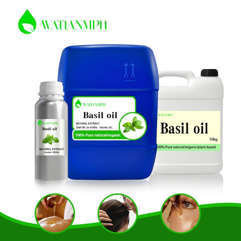 Basil Essential Oil Manufacturer - Top Grade for Skincare All Skin Types Steam Distilled
