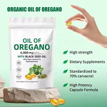 Oregano Oil Soft Capsules Manufacturer - OEM Organic 6000mg High Carvacrol with Black Seed Oil