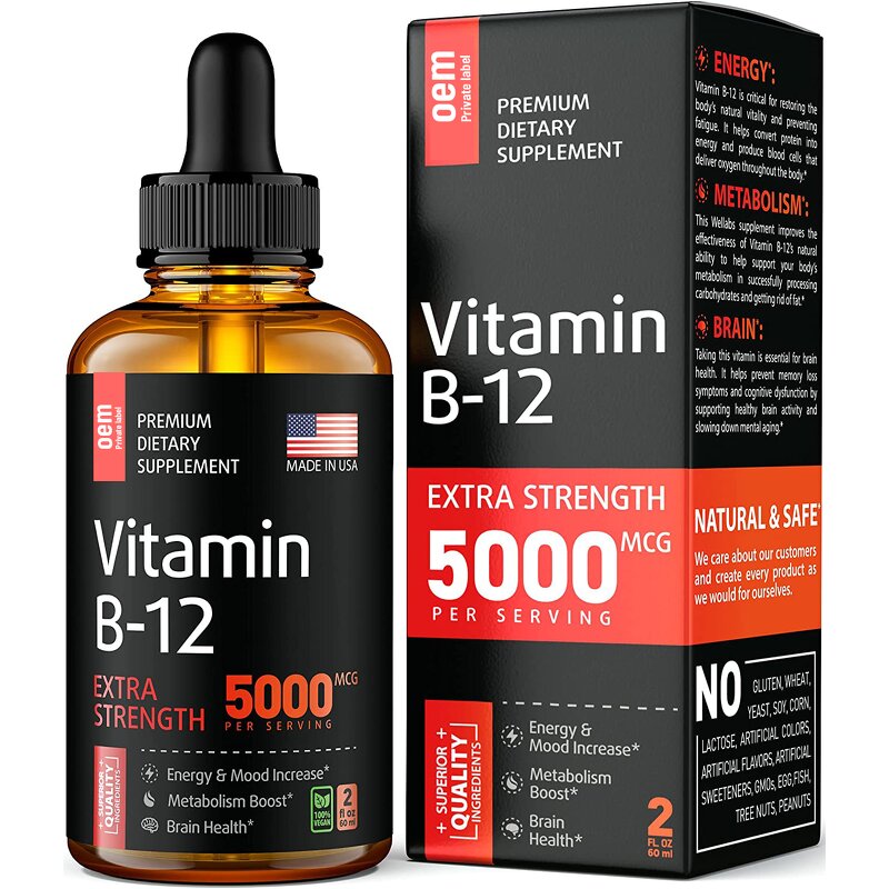Vitamin B12 Liquid Drops Manufacturer - OEM Private Label Vegan High Potency Methylcobalamin for Energy