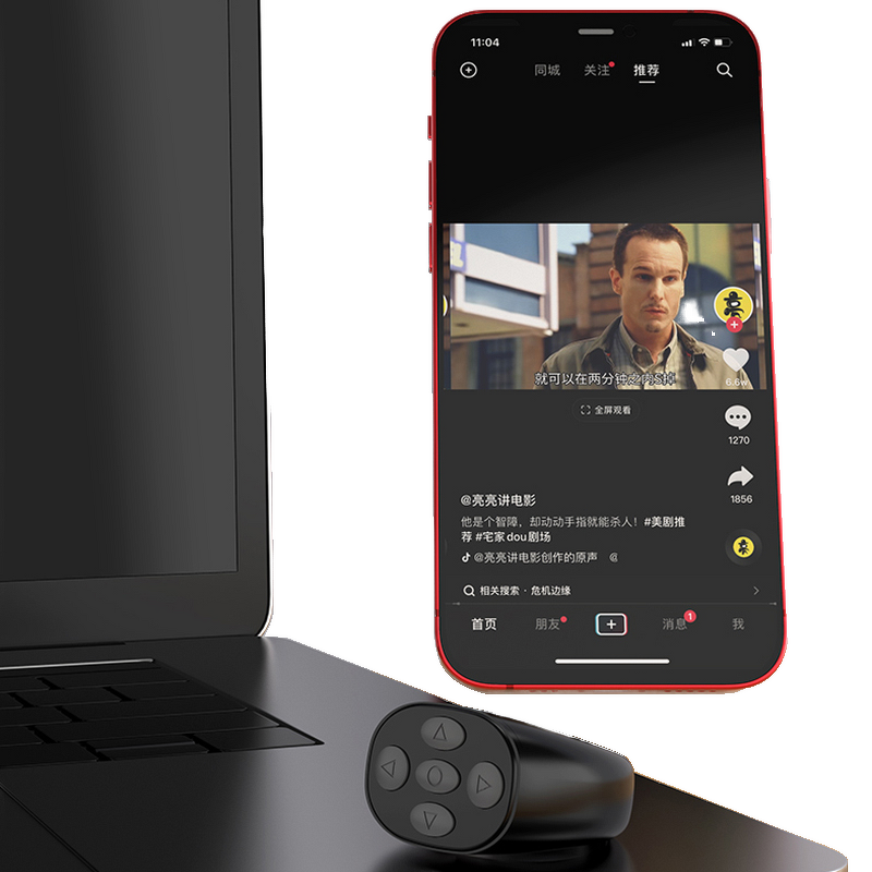 Remote Control Manufacturer - TIK Tok Wireless - Scrolling Button Ring with Charging Case for iPhone/Android