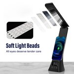 LED Desk Lamp Manufacturer - Folding Touch Dimmable - Wireless Charging Clock for Travel/Gift