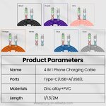 Cable Manufacturer - 60W 4-in-1 Multi USB - LED Indicator Fast Charging Data Sync
