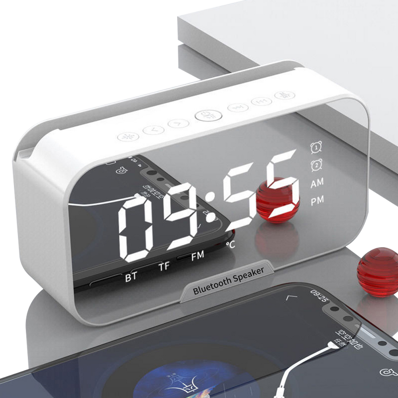 Speaker Manufacturer - HD Desktop Wireless - Mirror LED Display Phone Holder Mini Alarm Clock