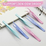Eyelash Tweezers Factory - Pink Blue Purple Premium
