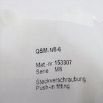 Mini Connector Manufacturer - QSM-1/8-6 153307 - Threaded Original Genuine
