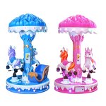 Ride Machine Manufacturer - Durable 3-Player Carousel Horse Coin Operated Fiberglass Metal Shopping Malls