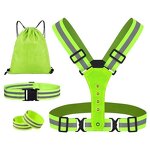 Safety Vest Manufacturer - Green Orange LED Flash Running with Bags
