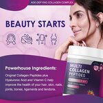 Collagen Peptides Powder - Hydrolyzed Types I II III IV V Skin Whitening Supplement