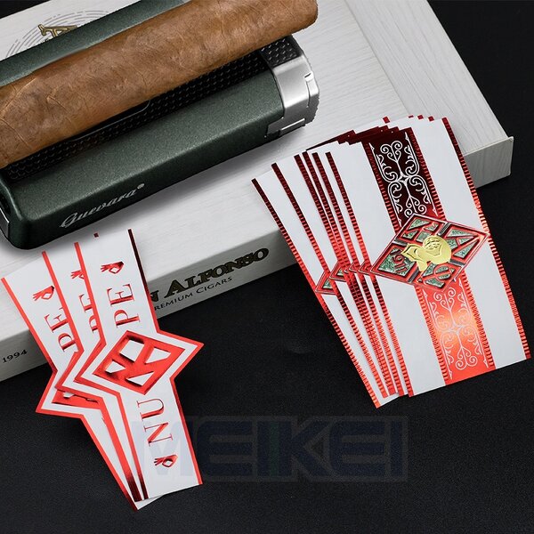Red Cigar Labels - Hot Sale Paper Band Foil Embossed Custom Logo Cigar Band Sticker