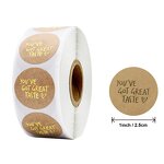 Gold Kraft Sticker - Food Box Packaging Label Roll Thank You Small Business