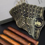 Luxury Cigar Labels - Custom Eco-friendly Art Paper 24K Gold Stamp 3D Embossed