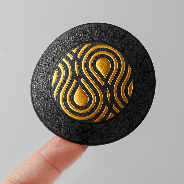 Round Stickers - Custom Textured Linen Paper Die Cut Raised UV Spot Gloss Sticker