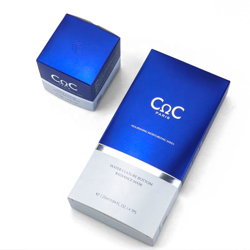 Cosmetic Box Set - 350G Silver Paper 3D Embossed Skin Care Makeup Packaging Box