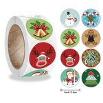 Christmas Vinyl Sticker - 1 Inch Various Designs Cartoon Gift Label Roll Sticker