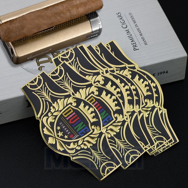 Luxury Cigar Labels - Custom Eco-friendly Art Paper 24K Gold Stamp 3D Embossed