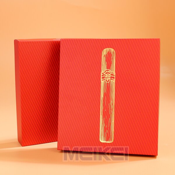 Red Cigar Box - 800G Luxury Design Custom Logo Gold Foil Lid 6PCS Cigars Packaging