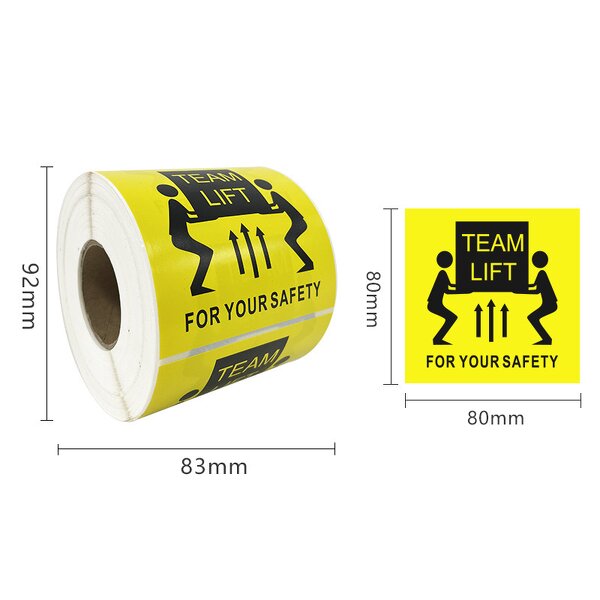 Team Lift Stickers - 1000pcs Rolls Waterproof Adhesive Warehouse Transport Warning
