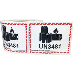 Lithium Battery Labels - UN3090 UN3091 UN3480 UN3481 Self Adhesive Transport