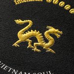 Perfume Bottle Label - Custom Printed Matte Black Textured Paper Gold Foil Embossed