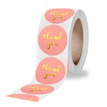 Thank You Stickers - Wholesale Custom Circle Round Cute Pink Small Business Label