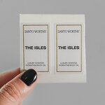 10Ml Perfume Sticker - Custom Logo Gold Foil Stamp Textured Art Paper Vinyl Label