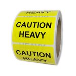 Heavy Handling Labels - 3''X2'' Roll Yellow Caution Safety Warning Package Sticker