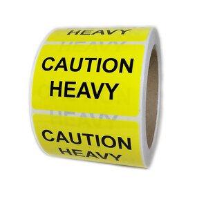 Heavy Handling Labels - 3''X2'' Roll Yellow Caution Safety Warning Package Sticker