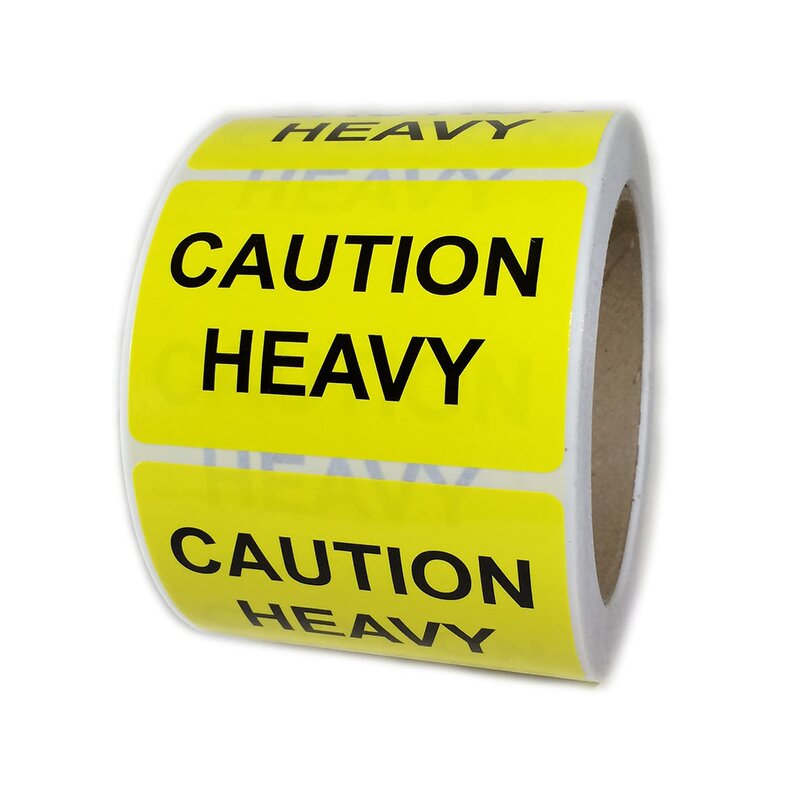 Heavy Handling Labels - 3''X2'' Roll Yellow Caution Safety Warning Package Sticker