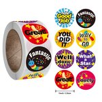 Teacher Reward Stickers - 500 Pcs Roll 1 Inch 8 Design Customized Motivational Kids