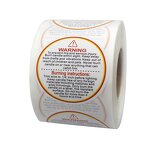 Candle Warning Stickers - 1.5 Inch Round Waterproof Soy Wax Votives Jar Container