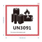 Lithium Battery Labels - UN3090 UN3091 UN3480 UN3481 Self Adhesive Transport