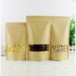 Kraft Paper Pouch - Various Sizes Waterproof Oil Proof With Window Food Packaging