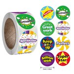 Teacher Reward Stickers - 500 Pcs Roll 1 Inch 8 Design Customized Motivational Kids