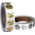 Silver Thank You Sticker - Custom Design 1.5'' Waterproof Self Adhesive Seal Label