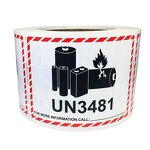 Battery Warning Label - UN3090 UN3091 UN3480 UN3481 Lithium Ion Adhesive Caution